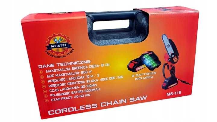 MINI PIŁA PILARKA Akumulatorowa łańcuchowa  6" 6cal 2x AKU 24V zestaw