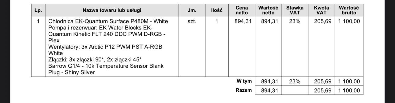 Komputer i9 14900k rtx 4090 na wodzie