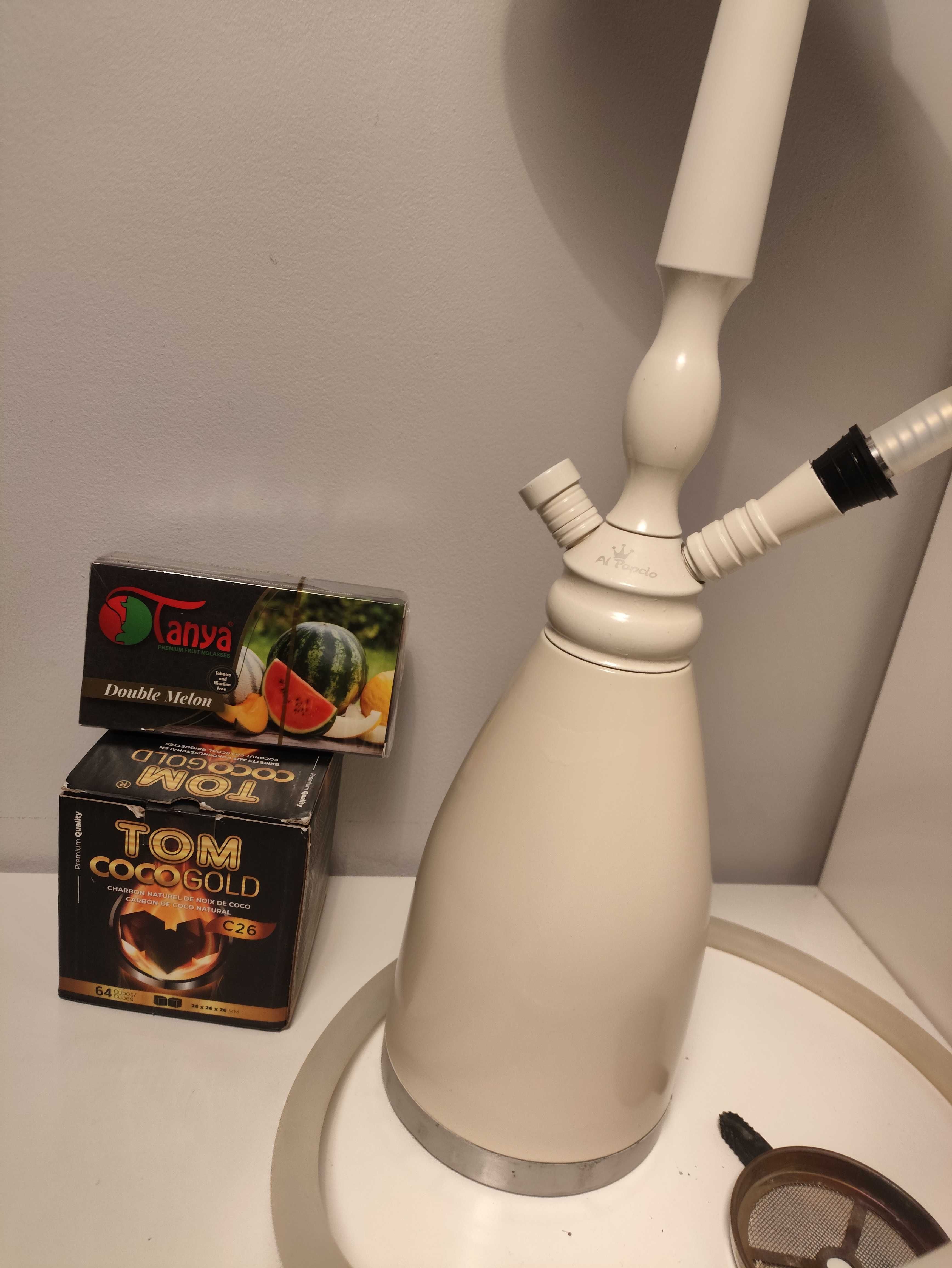 Szisza Al Papcio metalowa Ghost White Fajka Wodna Cybuch Wąż Silikonow