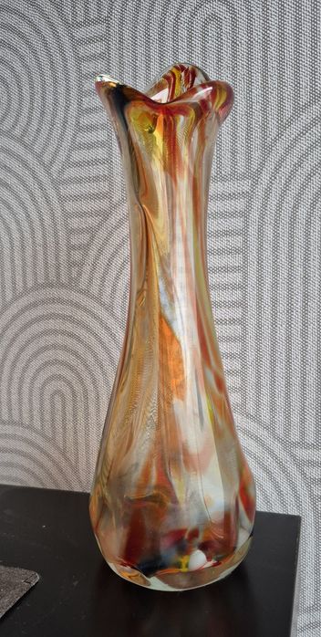 Ząbkowice wazon sękacz - kolorowe szkło- PRL