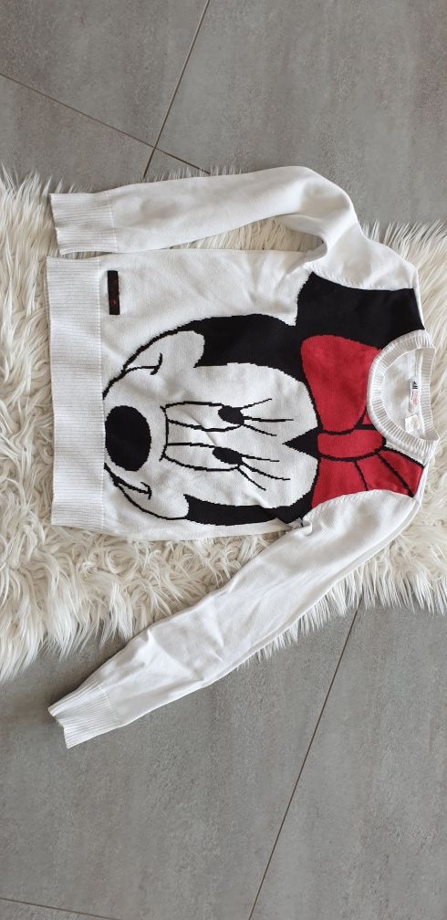 Biały sweter Myszka Mickey Minnie 134 / 140