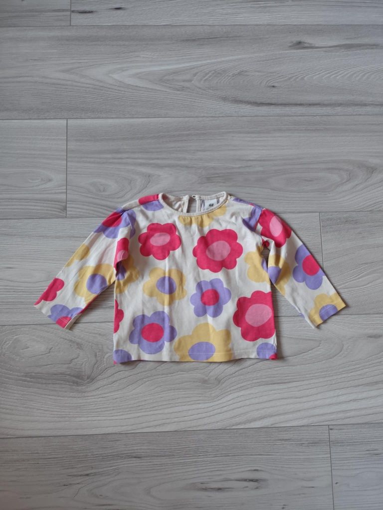 Śliczna bawełniana bluzeczka dziewczęca w kwiaty h&m 80 cm