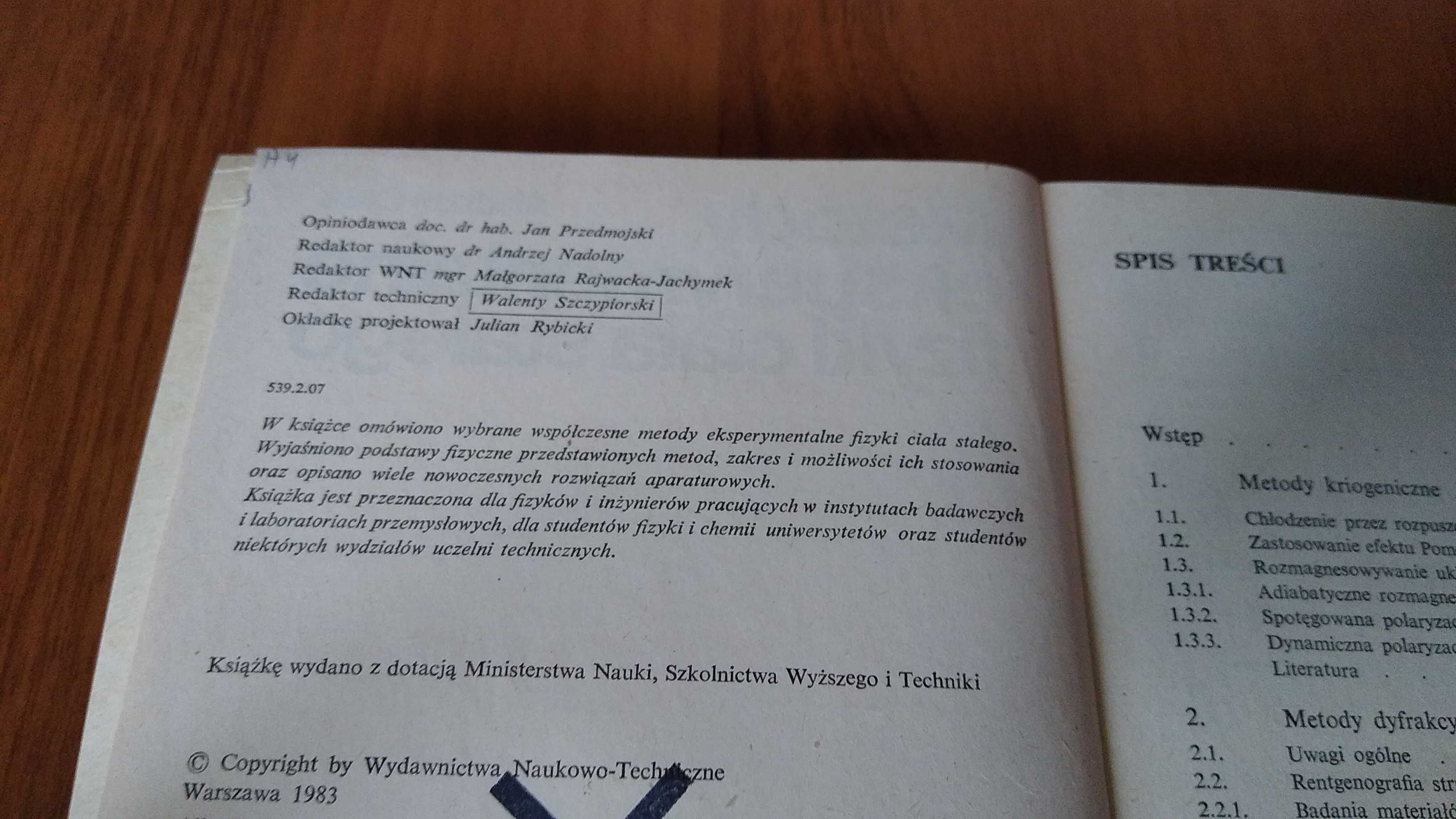 Metody eksperymentalne fizyki ciała stałego / Andrzej Oleś.