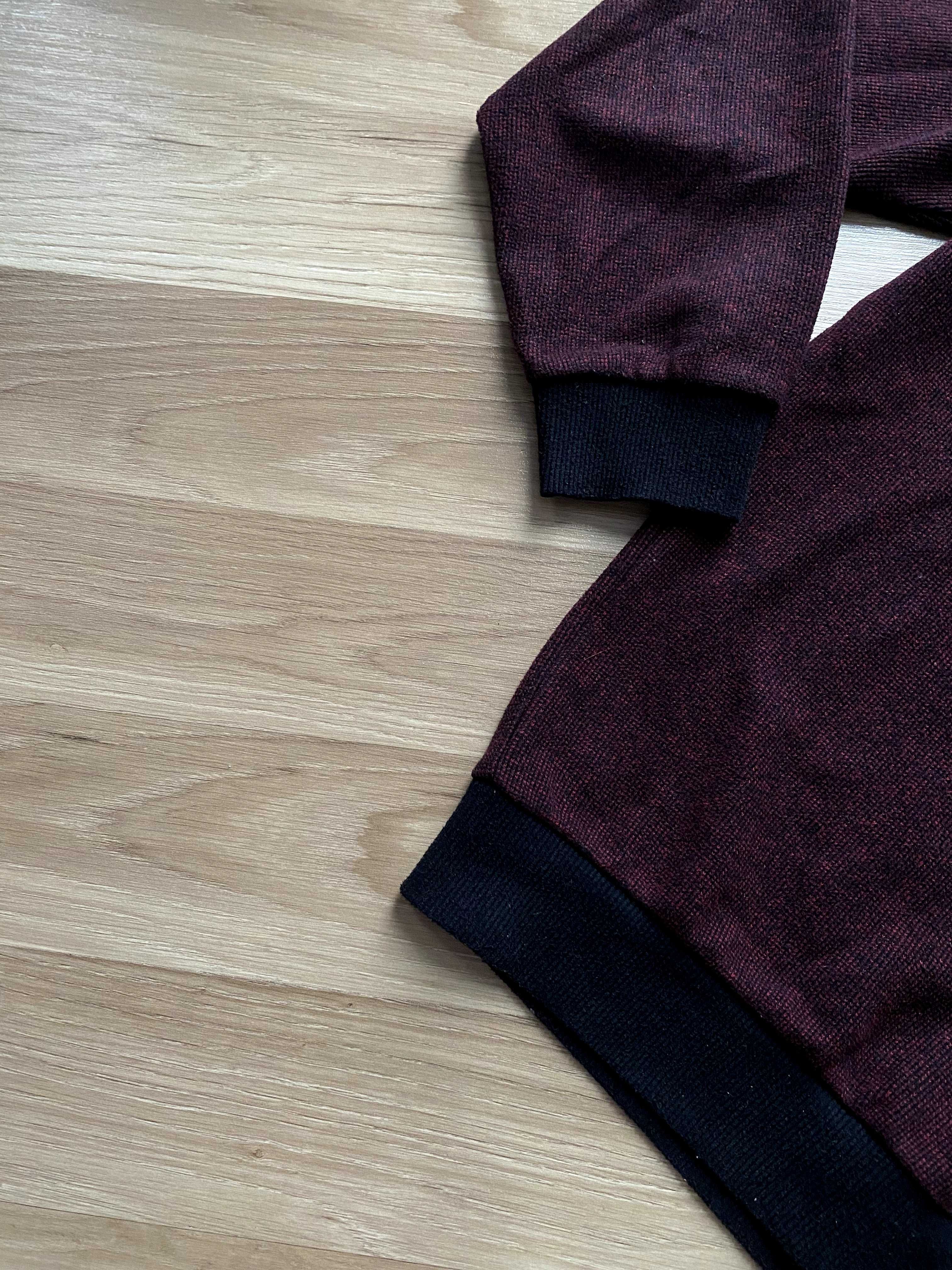 Klasyczny elegancki męski sweter bordowy z guzikami 70% bawełna M 38