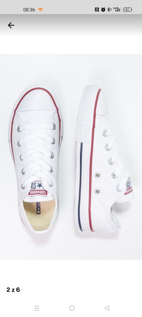 Converse Chuck Taylor All Star Unisex Trampki Białe Niskie 36.5