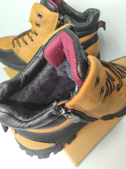 Męskie ocieplane buty zimowe nowe wytrzymałe brąz 43 Okazja