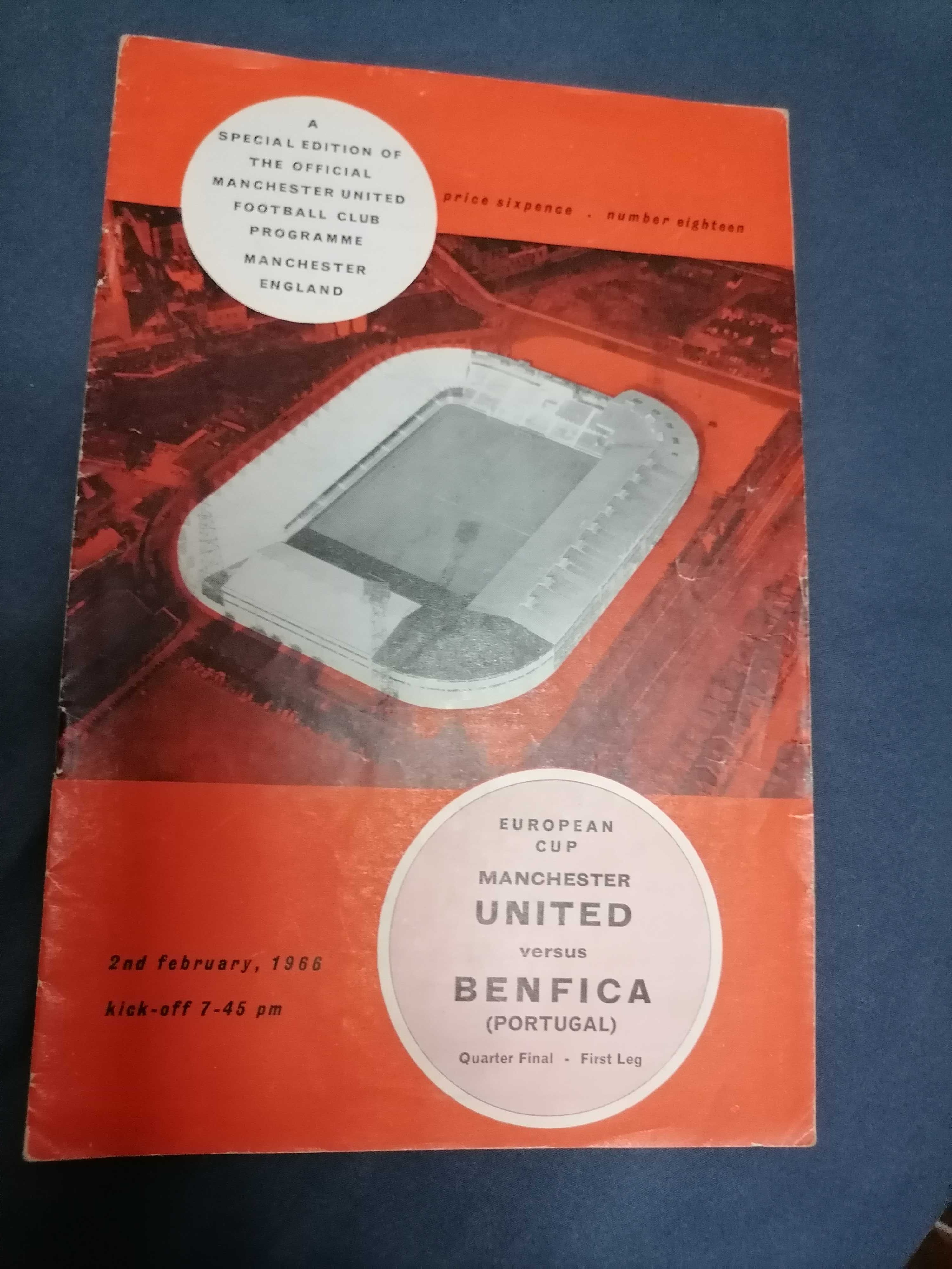 Programa MANCHESTER UNITED vs BENFICA Taça dos Campeões Europeus 1966