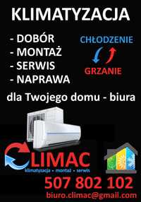 klimatyzacja od 2800brutto funkcja grzania/montaż/serwis/gwarancja5lat