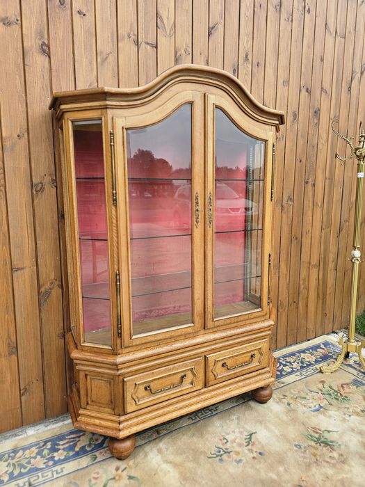 Witryna dębowa przeszkloną na kulach #1333 Stylowy Węgrów