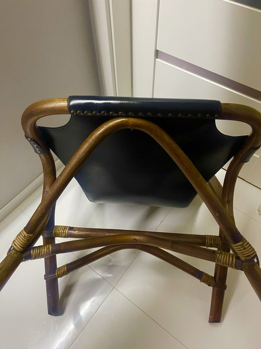 Fotel Skórzany Typu Sling Back Z Czarnej Skóry. Unikat ,Stylowy