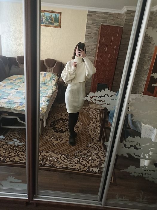 Костюм двійка (сукня+светр) ангора