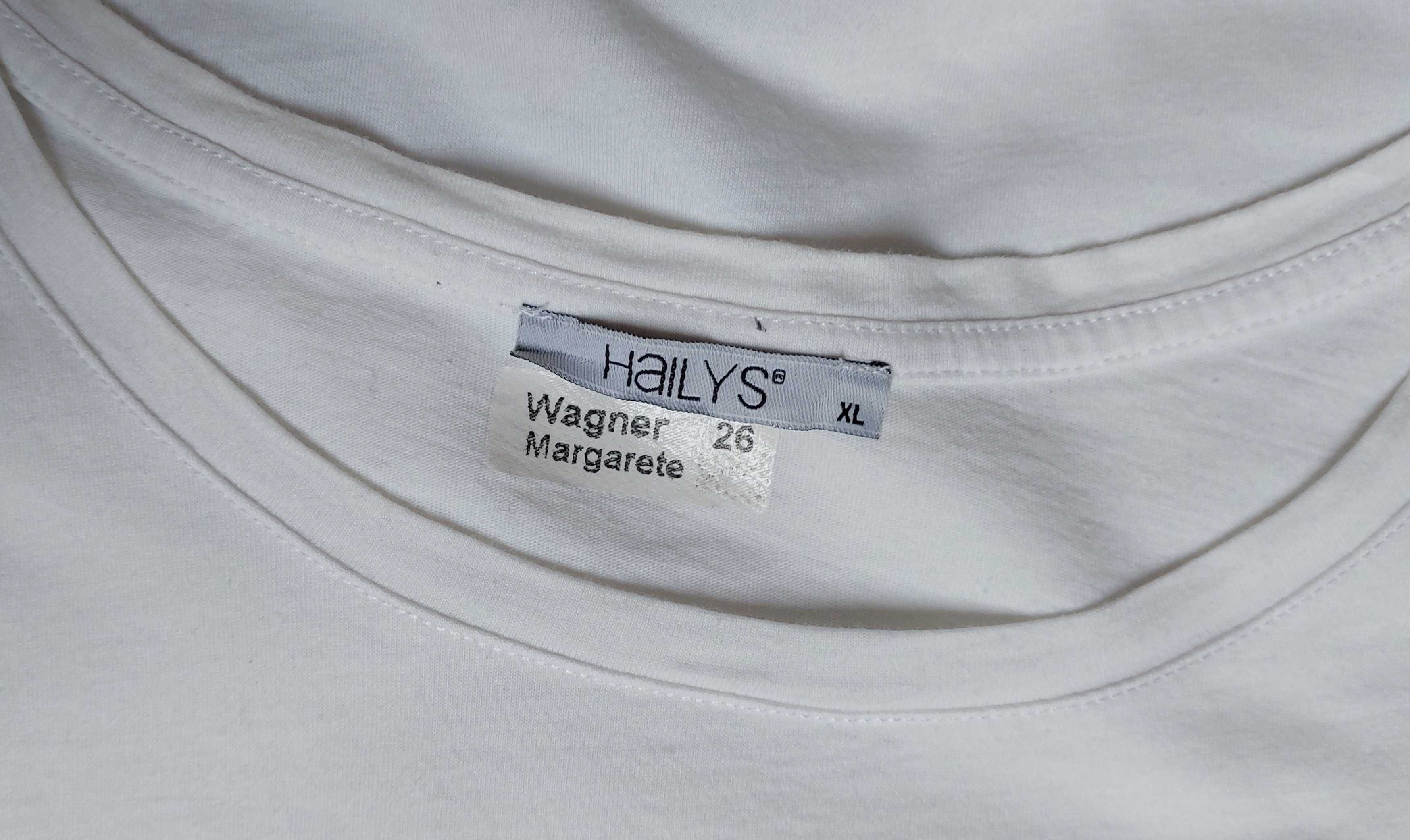 Hailys bluzka t-shirt klasyczny biały The future is happy XL 42/44