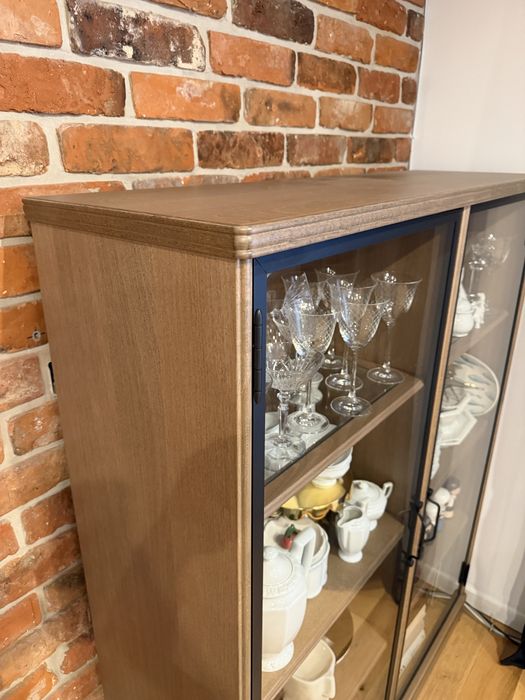 Ikea Lanesund witryna szklane drzwi drewno dab