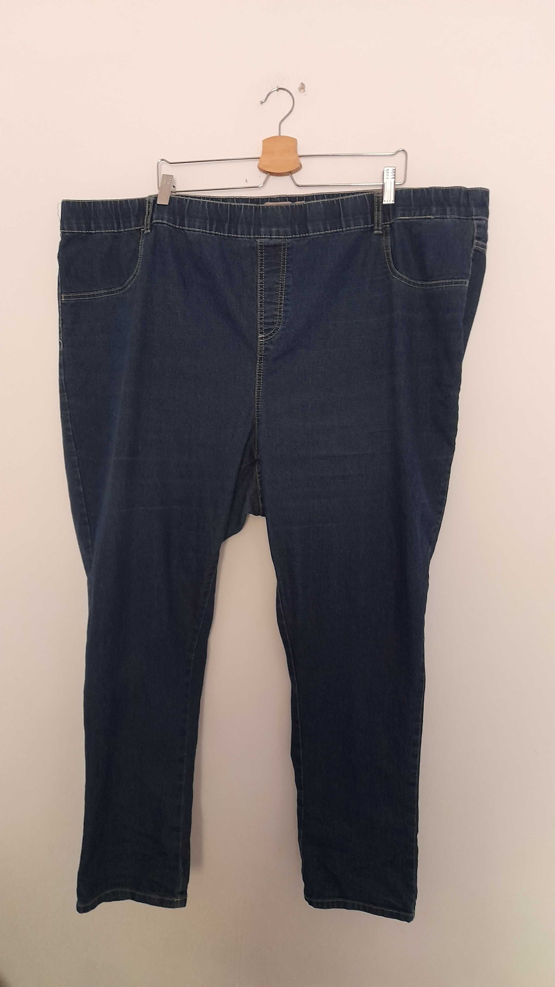 Granatowe tregginsy jeansy rurki skinny z wysokim stanem 56