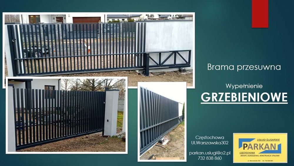 Brama wjazdowa - skrzydłowa, przesuwna, ogrodzenie