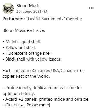 Perturbator "Lustful Sacraments" kaseta UNIKAT 1/100