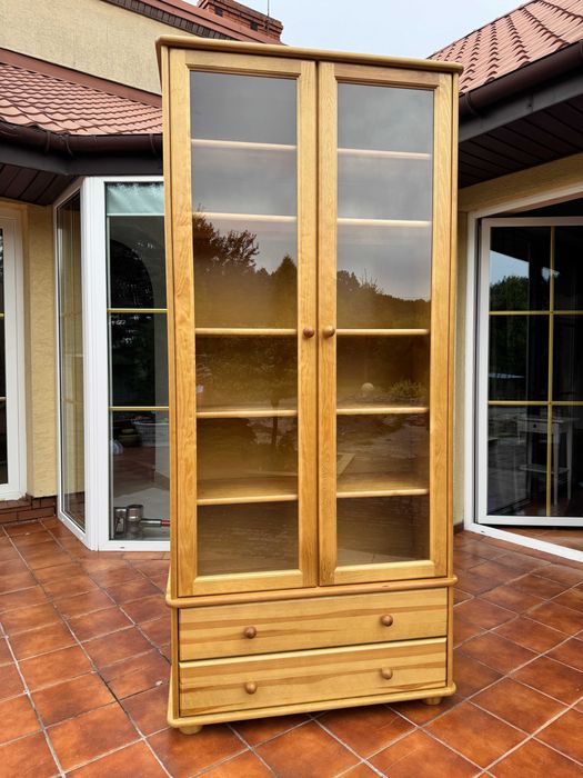 Witryna drewniana biblioteka półki na książki kredens szafka regał