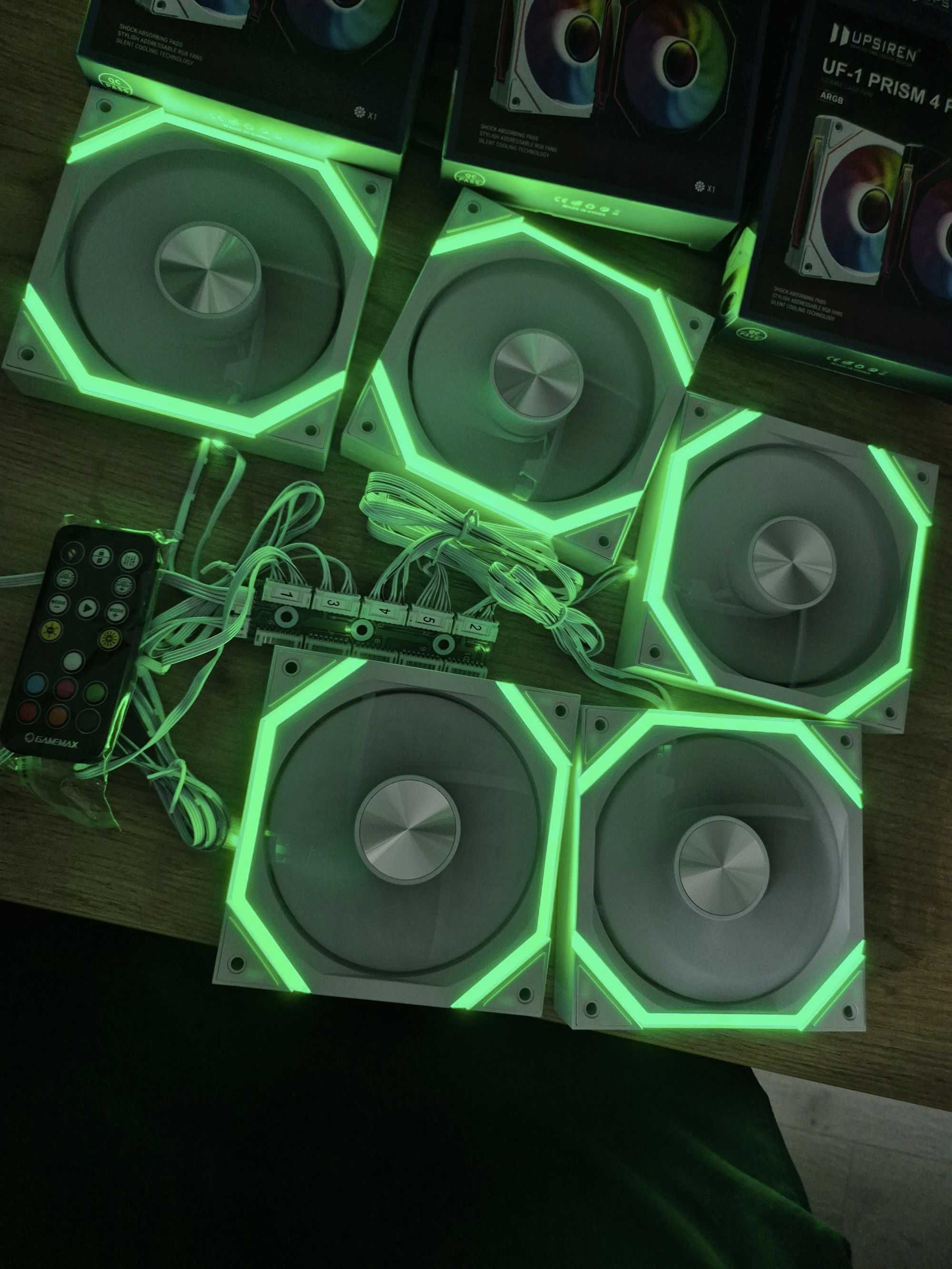 5*120mm набір вентиляторів A-RGB з хабом і пультом. GAMEMAX. 4pin PWM