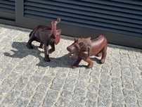 Arte em madeira - Leão e Elefante