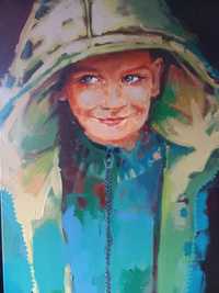 Obraz olejny Chopiec w deszczu Magda Szwaja 40x100cm oryginalny