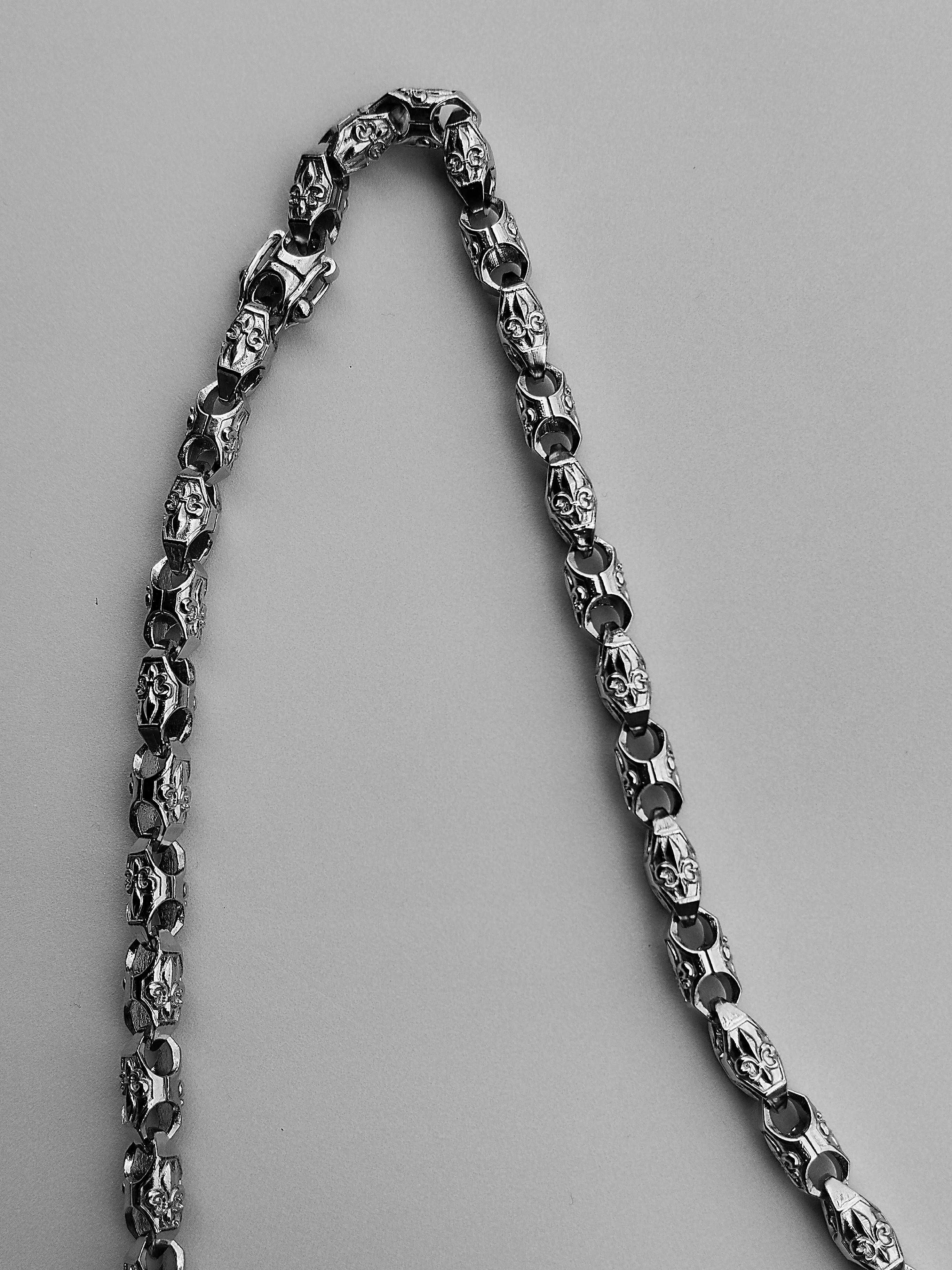 Srebrny męski łańcuch łańcuchy srebrne Producent wzór lilie pr 925