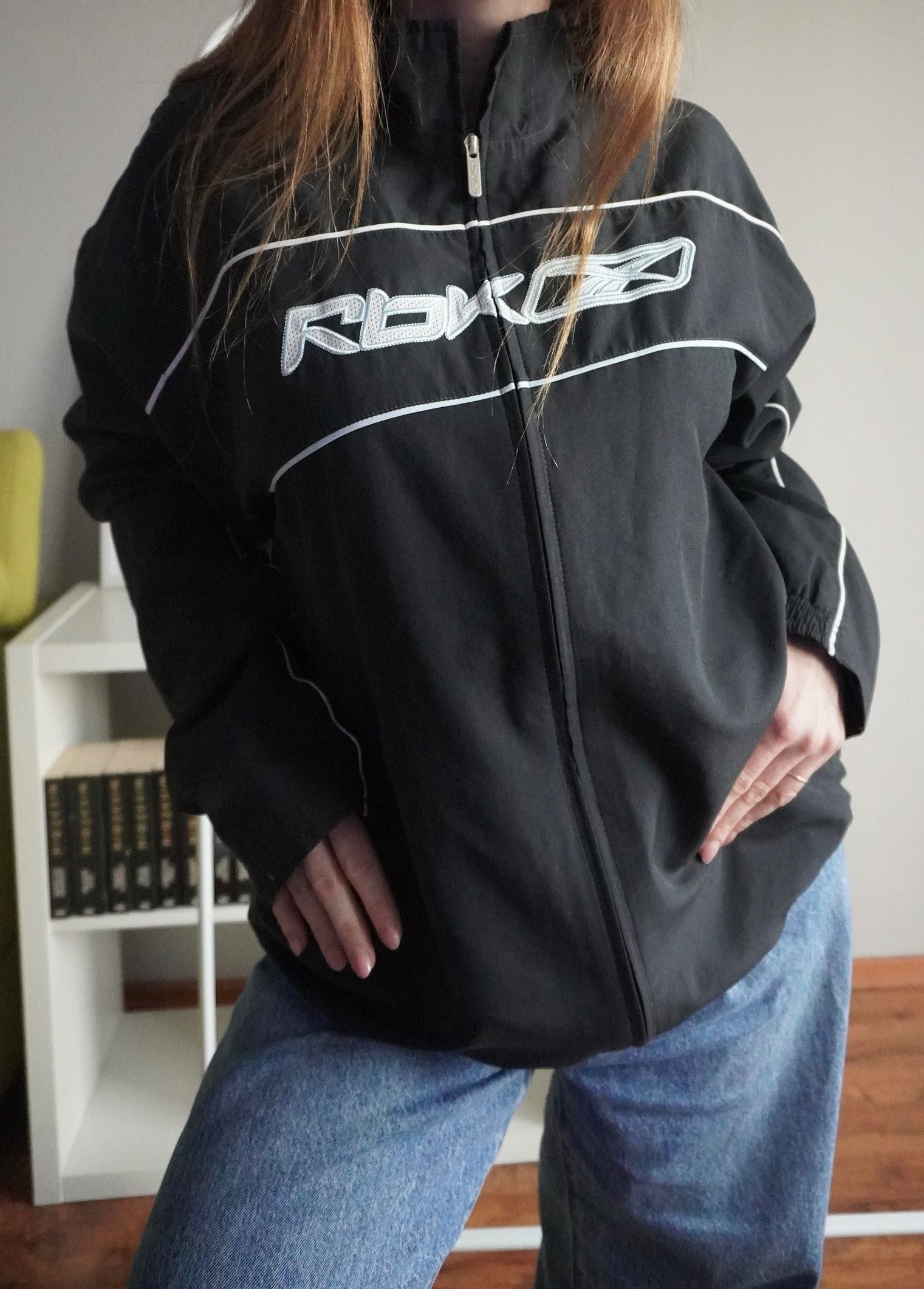 Reebok y2k vintage retro drip bluza kurtka wiatrówka czarna logo XL