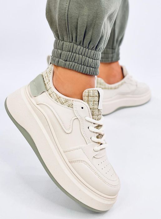 Sneakersy Damskie Pastelowe Motimes Beige Green