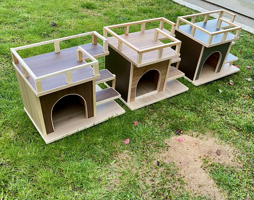 Casinhas para gatos em madeira tratada muito aconchegadas