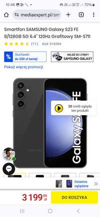 Nowy, zapakowany samsung galaxy S23FE, bez rat, gwarancja