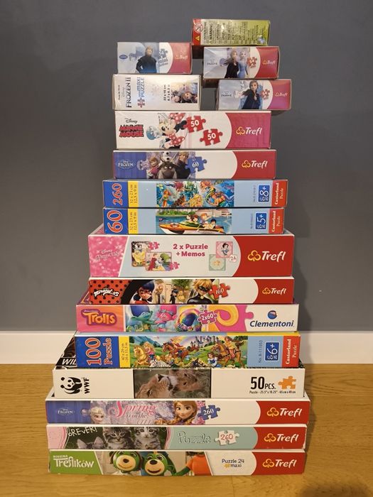 Duży zestaw puzzli dla dzieci
