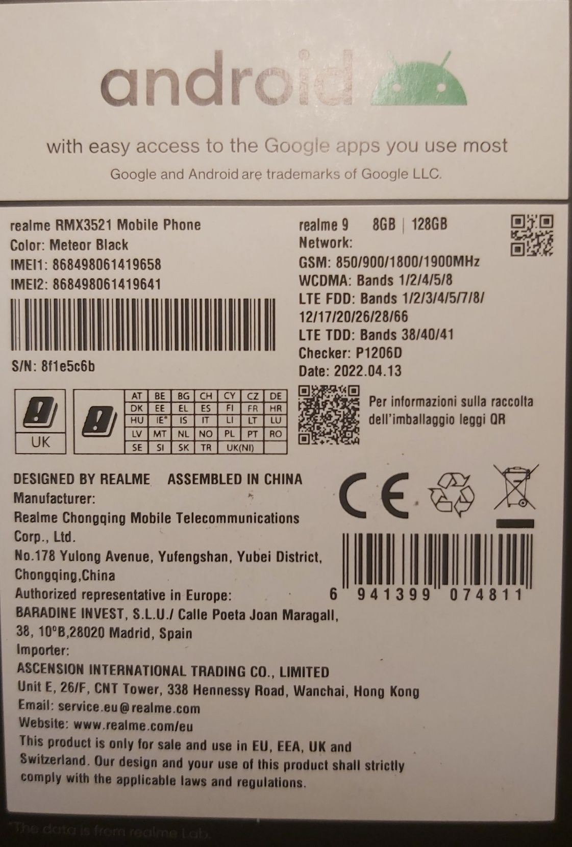 Realme 9  8/128GB Nowy