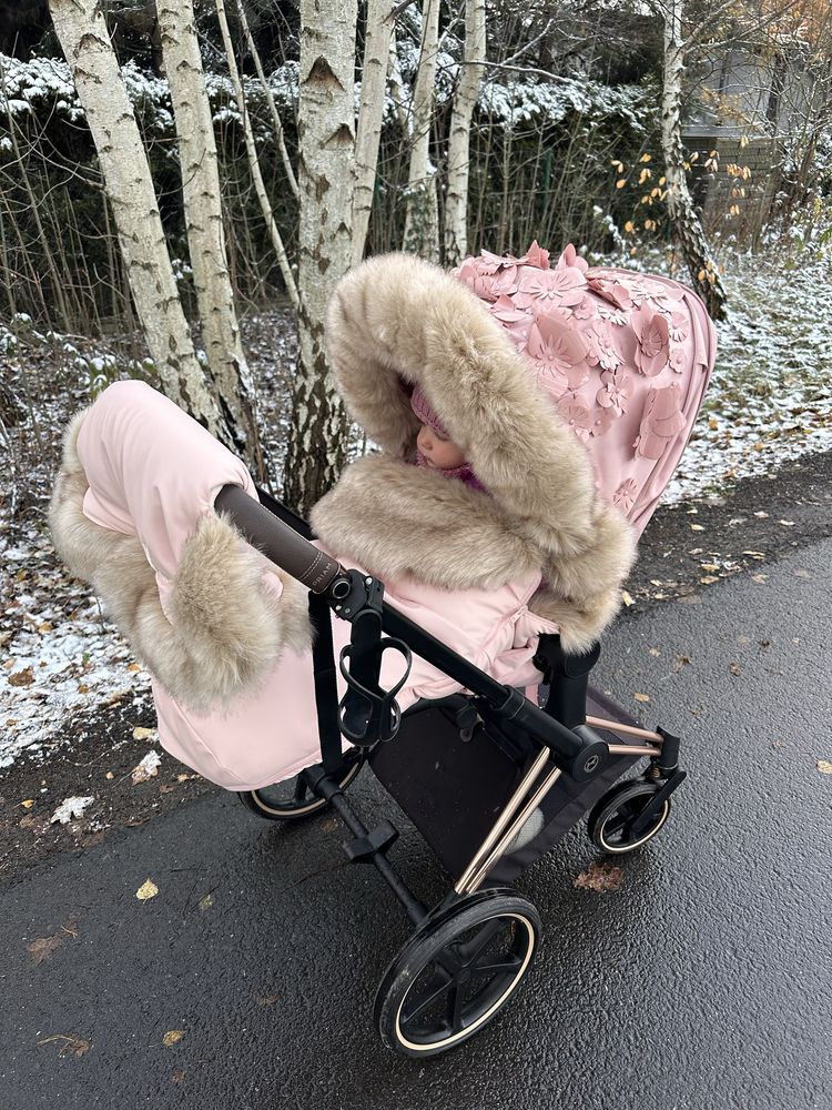 Cybex wózek Priam Gold Simply Flowers Pink róż boowy złoty stelaz