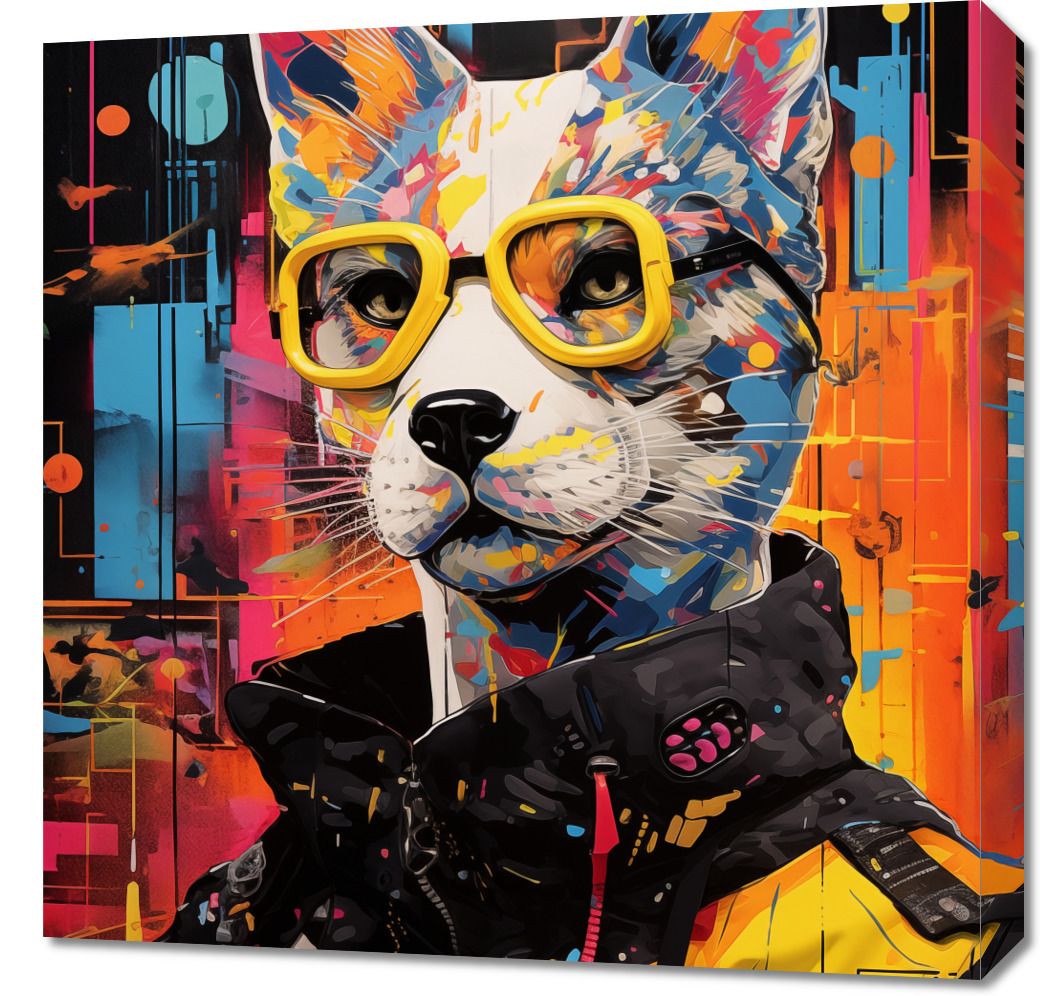 Obraz 60x60cm Kot w Miejskim Stylu