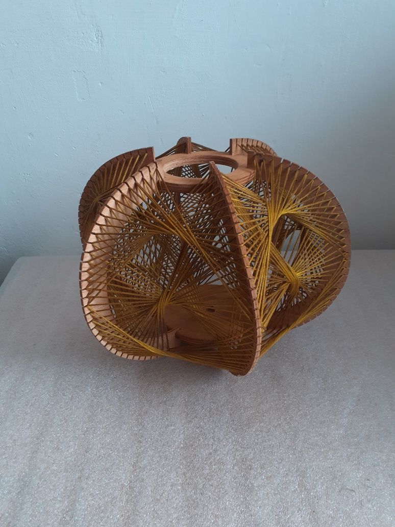 Lampa Boho pleciona vintage drewno