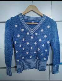 Sweterek dziewczęcy w kropki, rozmiar 116-122