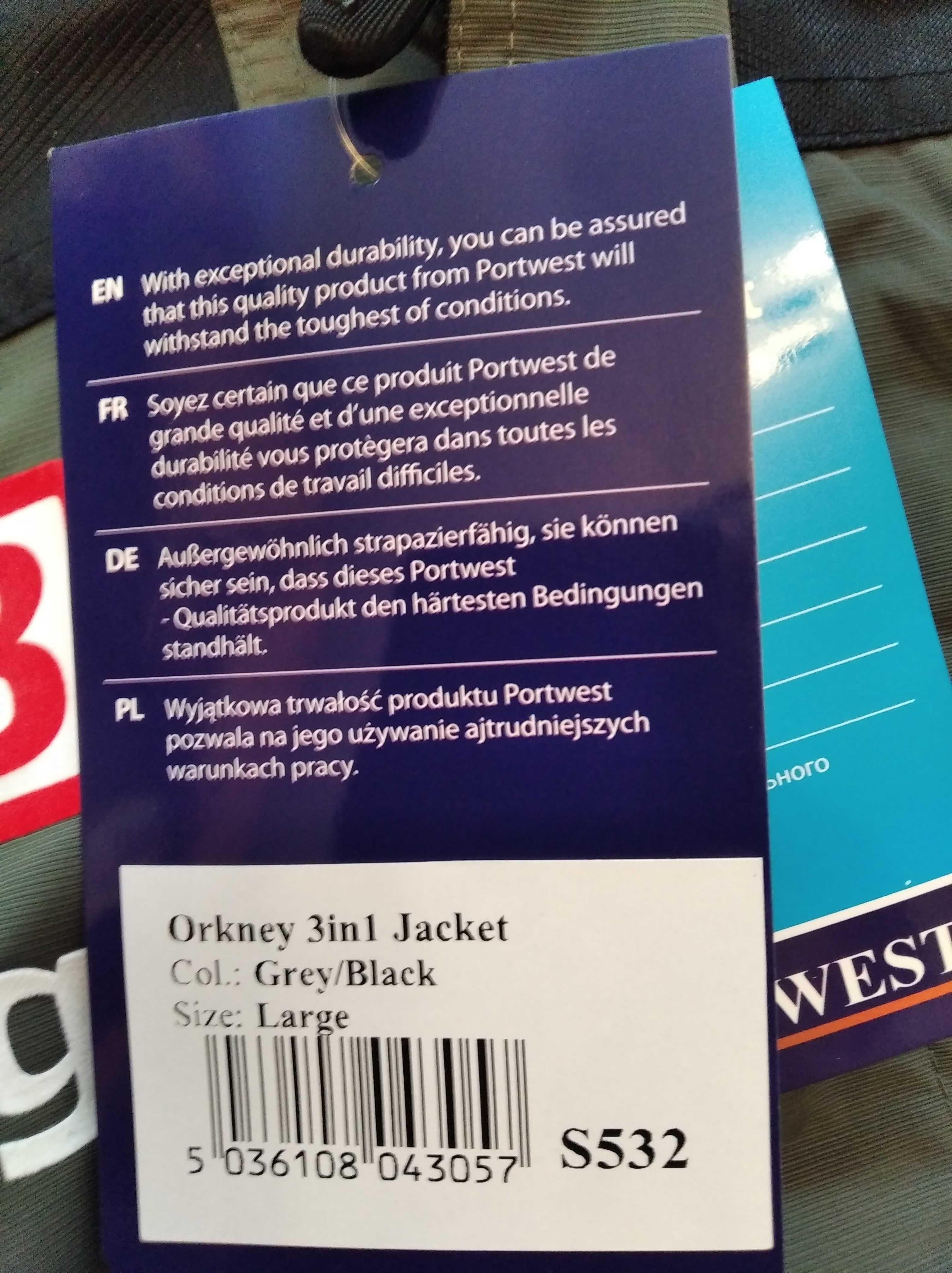 Nowa kurtka 3w1  Orkney outdoor protection Portwest rozm.L