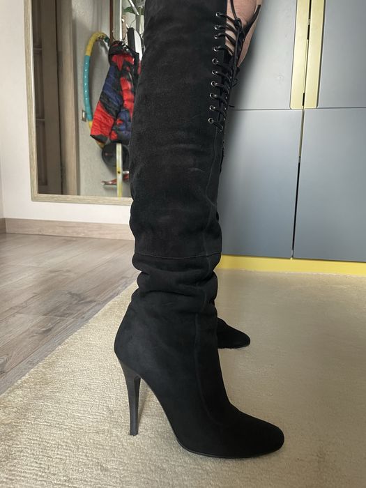 Сапоги ботфорды замшевые