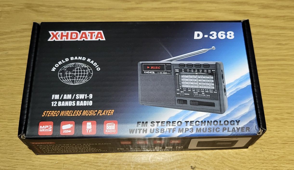 Radio XHDATA D-368 FM/AM/SW + Bluetooth + MP3 – nowe, idealne na dział