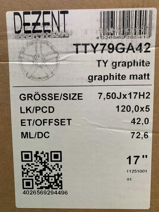 4x felgi DEZENT TY graphite 17" rozstaw 5x120 ET 42 BMW 2 3 5 X3 X4 Z4