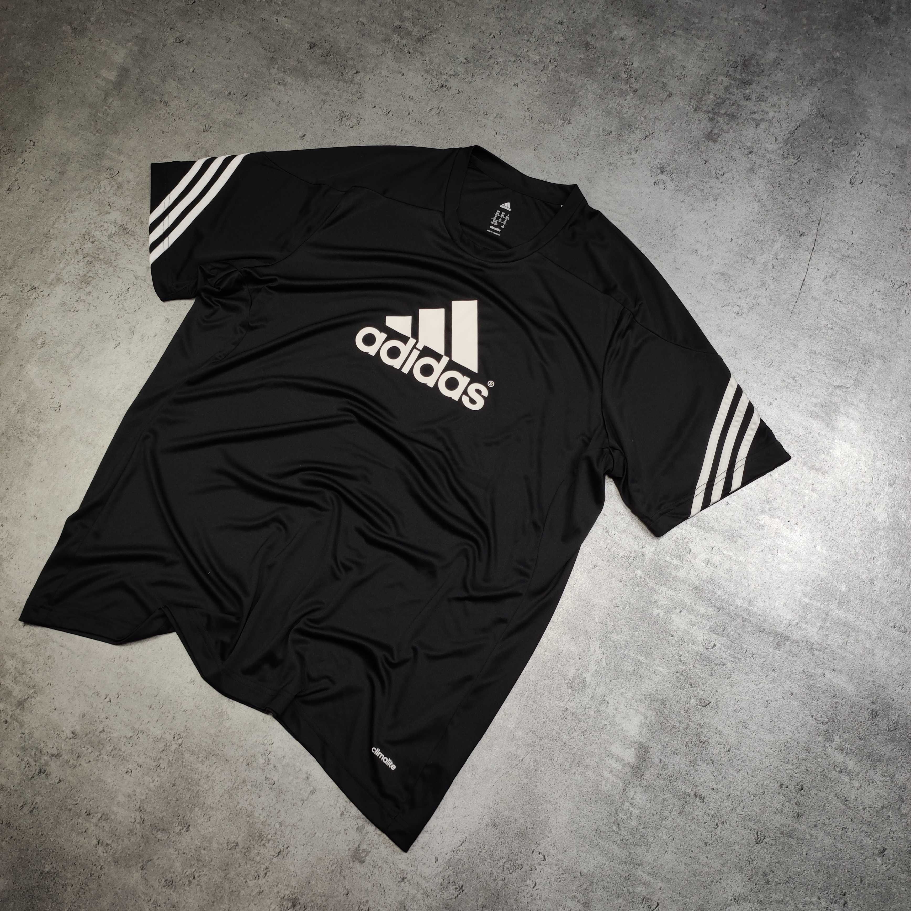 MĘSKA Koszulka Sportowa Duża 3 Paski Adidas ClimaCool Treningowa Logo