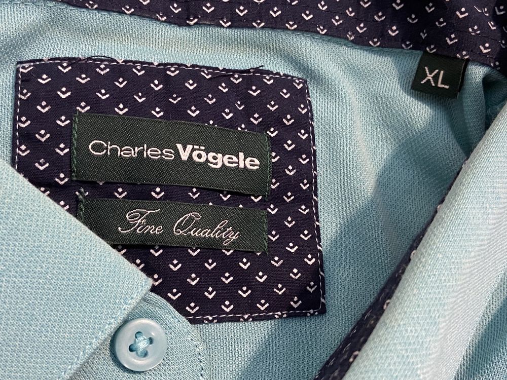 Charles Vogele XL  turkusowa męska koszulka polo t-shirt