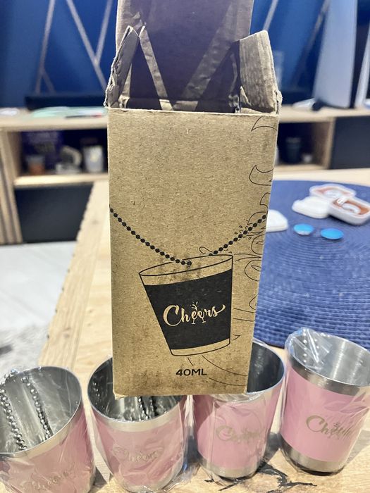 Zestaw kieliszków metalowych „Cheers” różowe 40 ml – 4 szt.