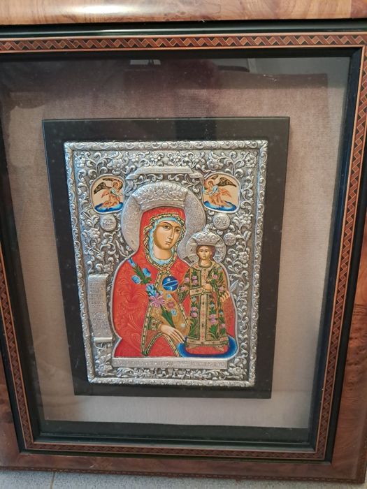 Quadro religioso em prata