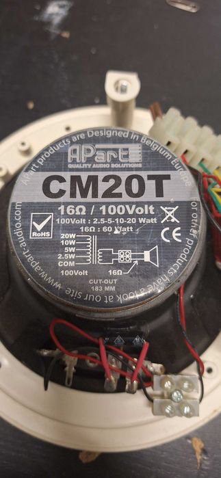 Głośniki APart CM20T 16OM / 100W sufitowy ścienny do zabudowy