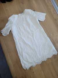 Biała ażurowa bawełniana sukienka r. L / XL F&F 42