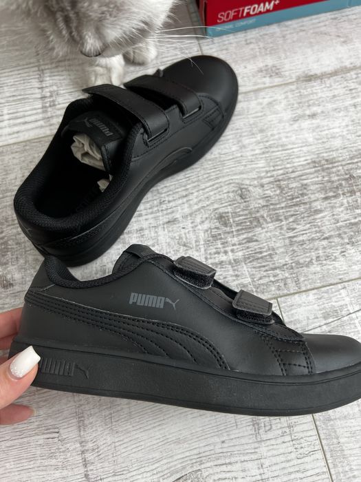 Кросівки кеди Puma нові дитячі кроссовки черные  чорні шкіра кожа