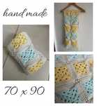 Handmade dziergany kocyk narzutka pastele