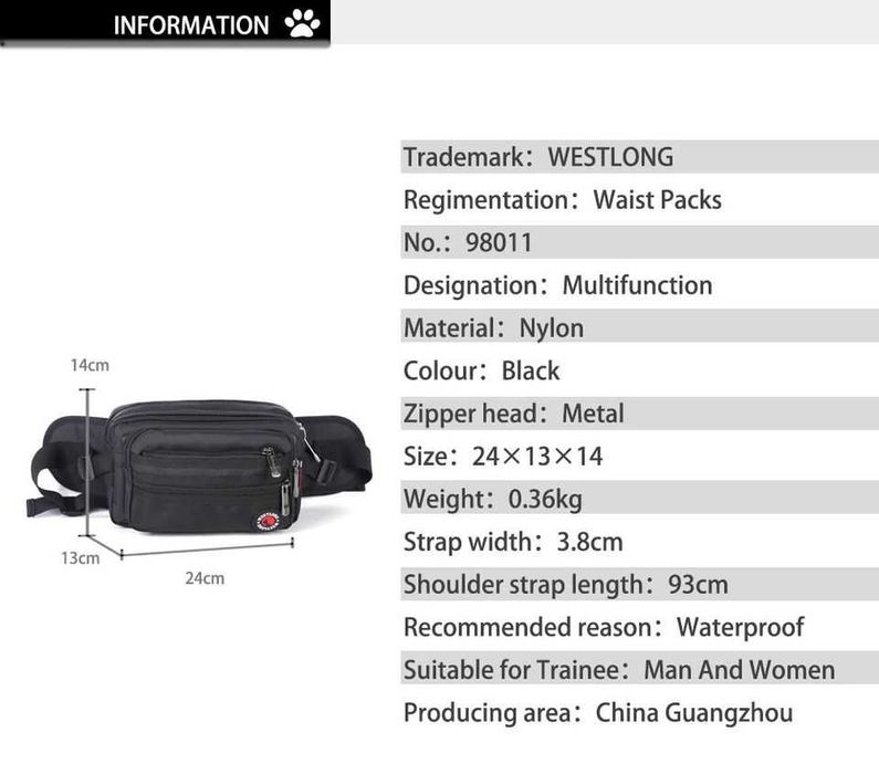 Saszetka biodrowa wodoodporną... DUZA