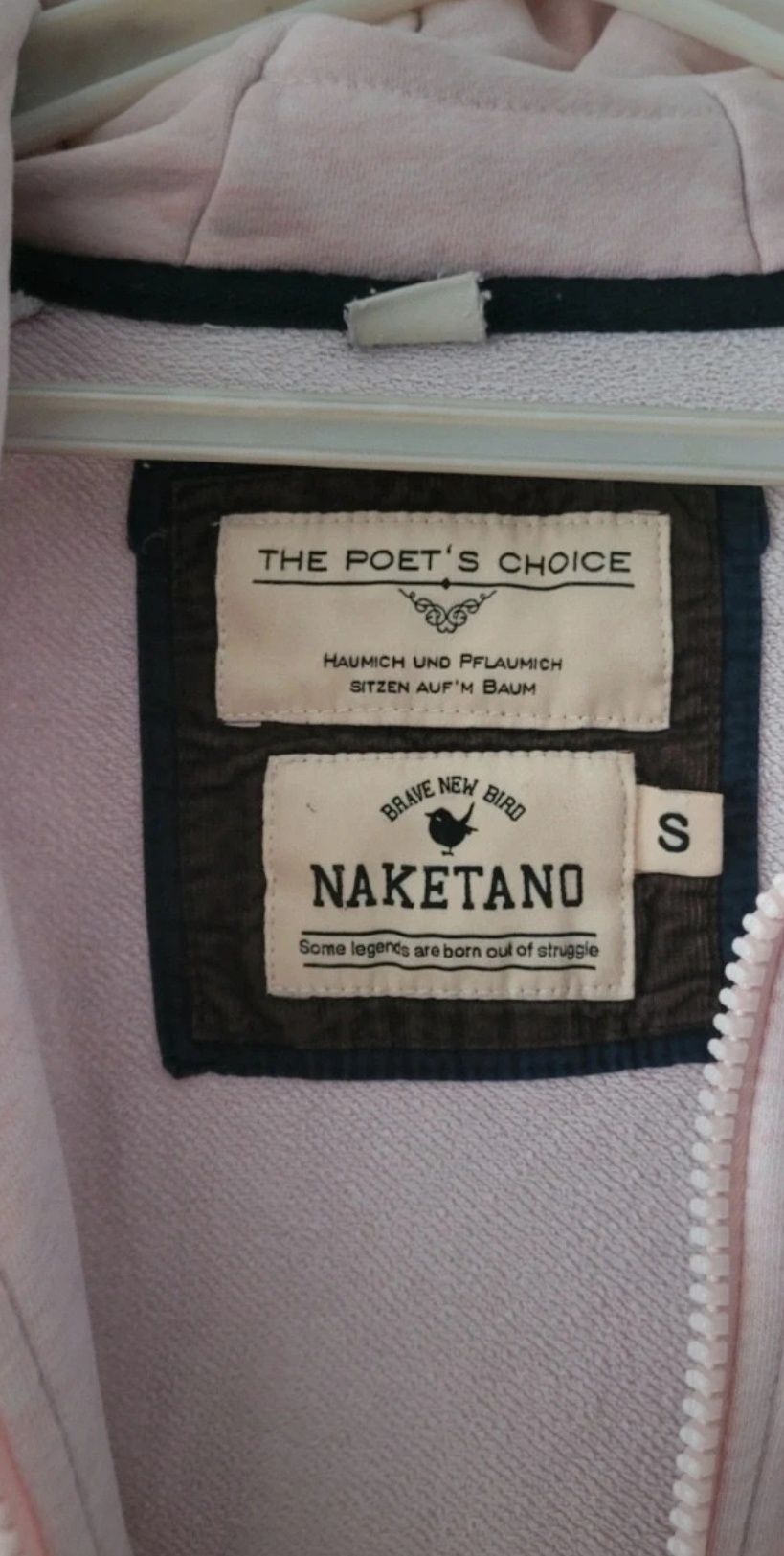 Bluza rozpinana z kapturem naketano pudrowy róż S
