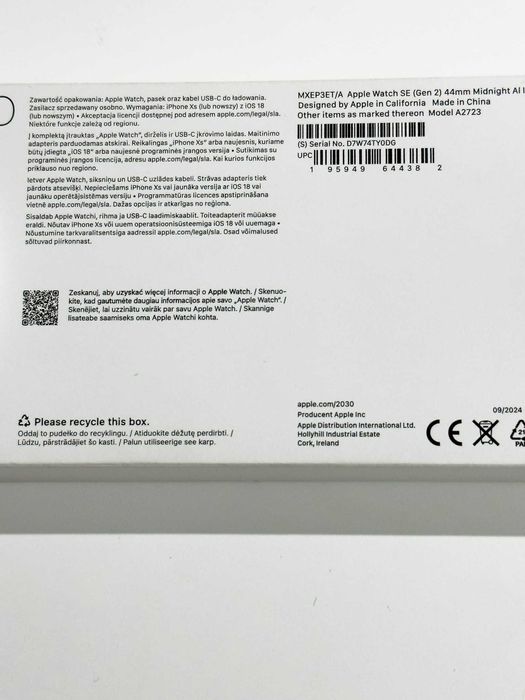 Apple Watch SE Gen 2 44mm Midnight AI Ink SL GPS